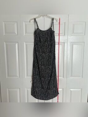 EUC LOFT SP Black Printed Slip Maxi Dress with Spaghetti Straps